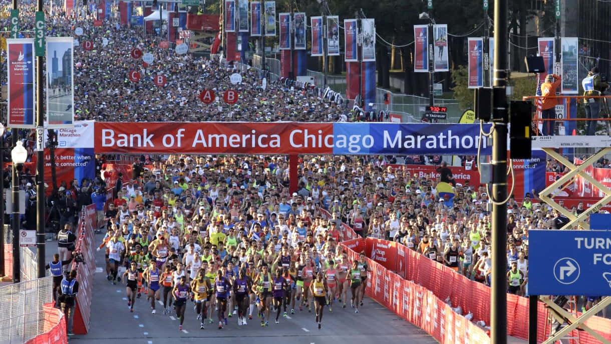 Chicago Marathon Start Line Crowd Wallpaper