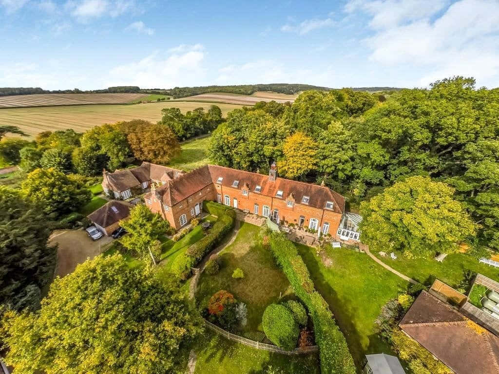 Chichester Countryside Estate Aerial View Wallpaper