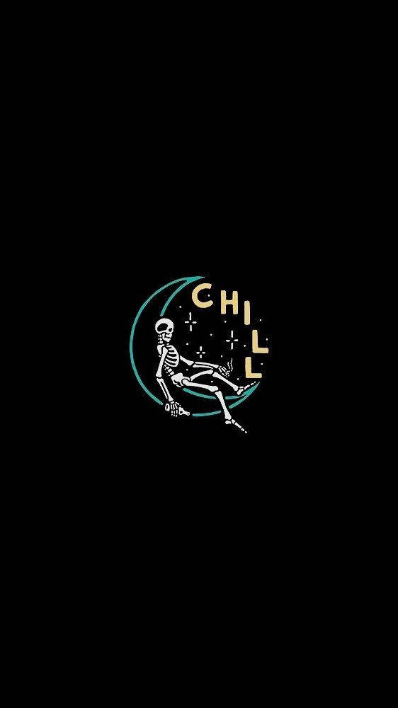 Chill Skeleton On Moon Wallpaper