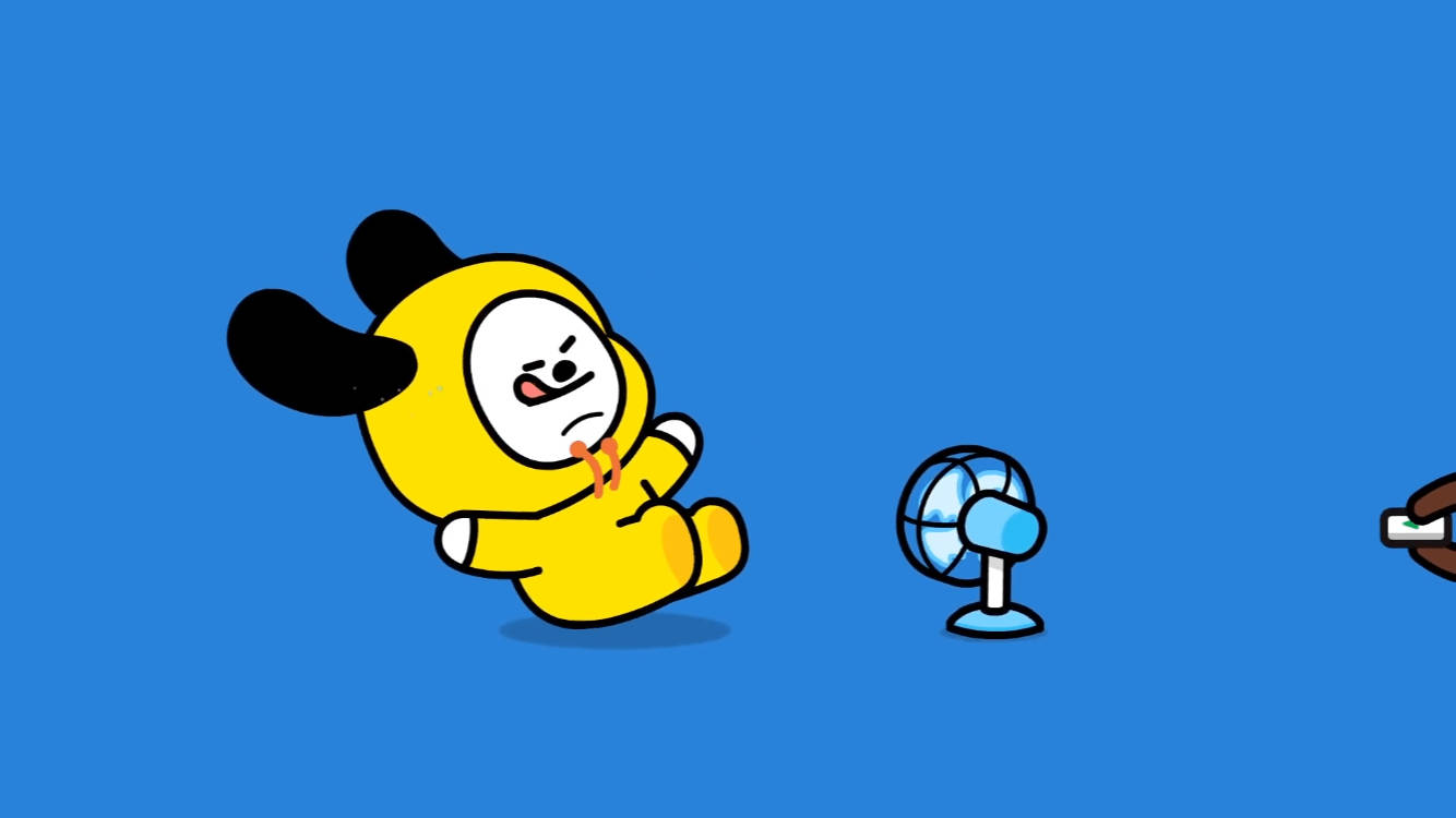 Chimmy Bt21 Fan Blowing Wallpaper