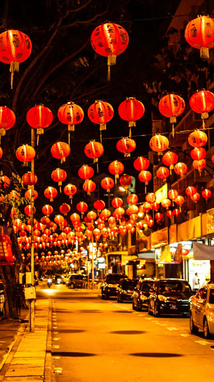 Chinese New Year 2022 Decorated Street Wallpaper