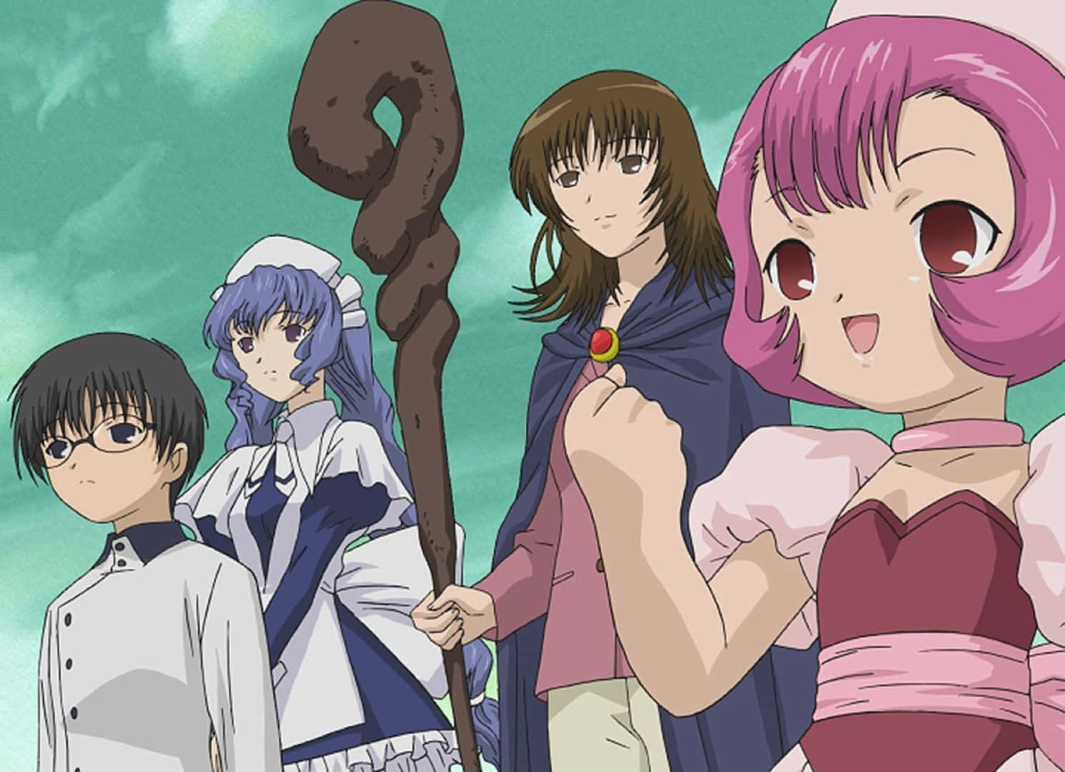 Chobits Characters Yuzukiand Friends Wallpaper