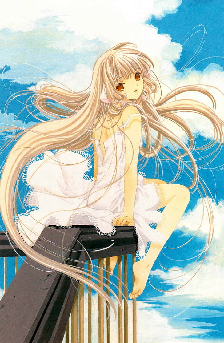 Chobits Freya Sittingon Balcony Wallpaper