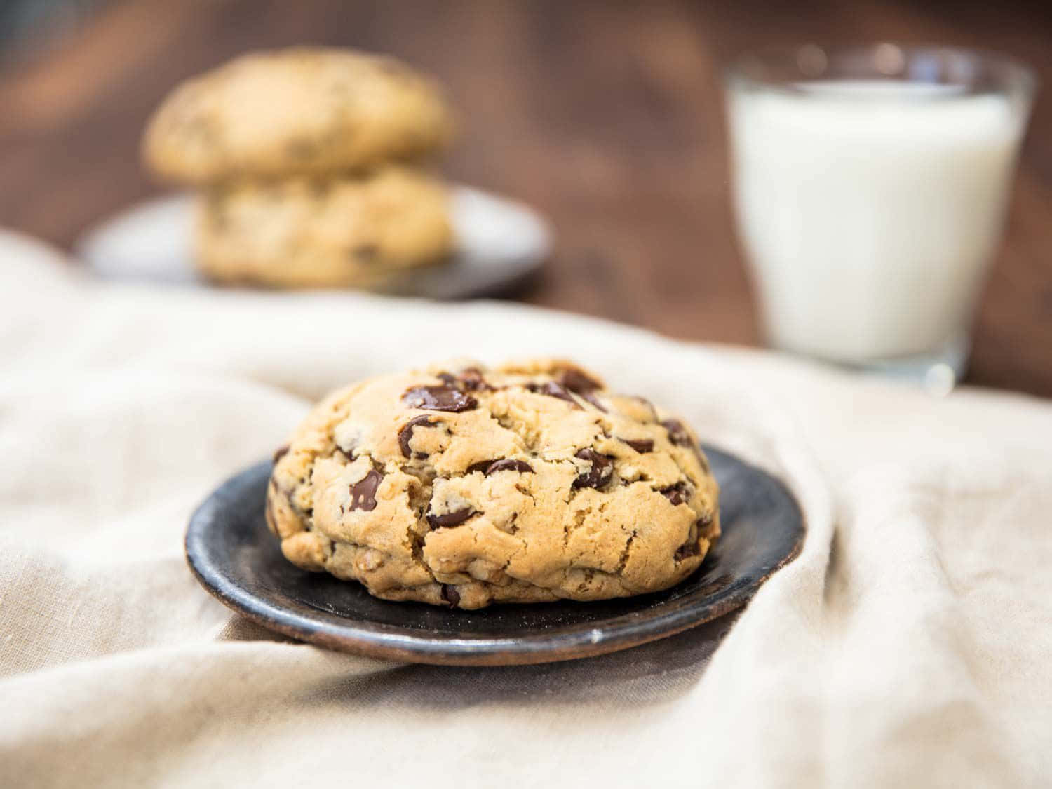 Chocolate Chip Cookieswith Milk Wallpaper