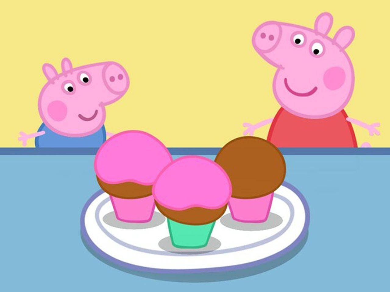 Chocolate Cupcake George And Peppa Pig Tablet Wallpaper