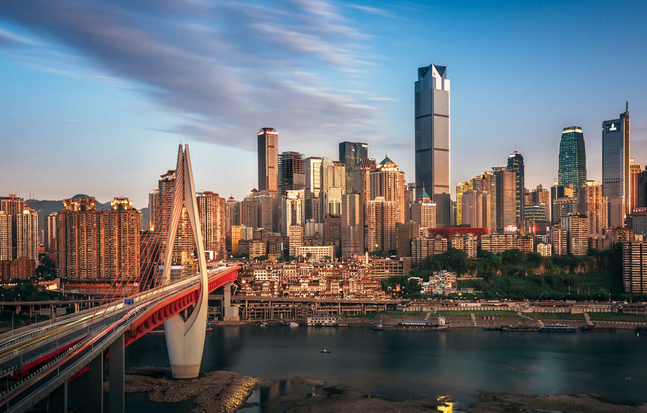 Chongqing China Vintage Cityscape Wallpaper