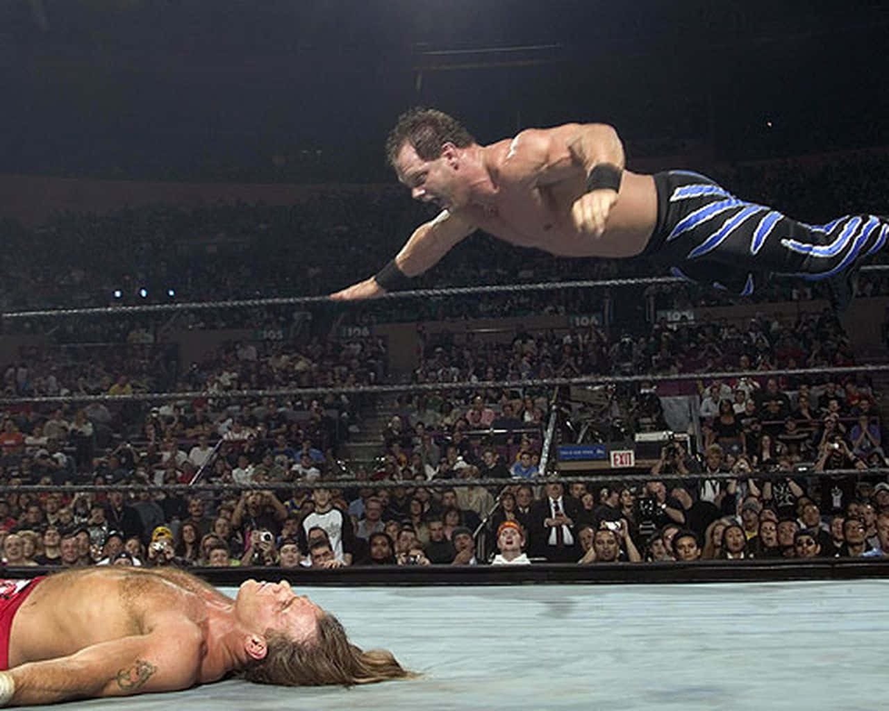 Chris Benoit Mid-air Diving Headbutt Wallpaper