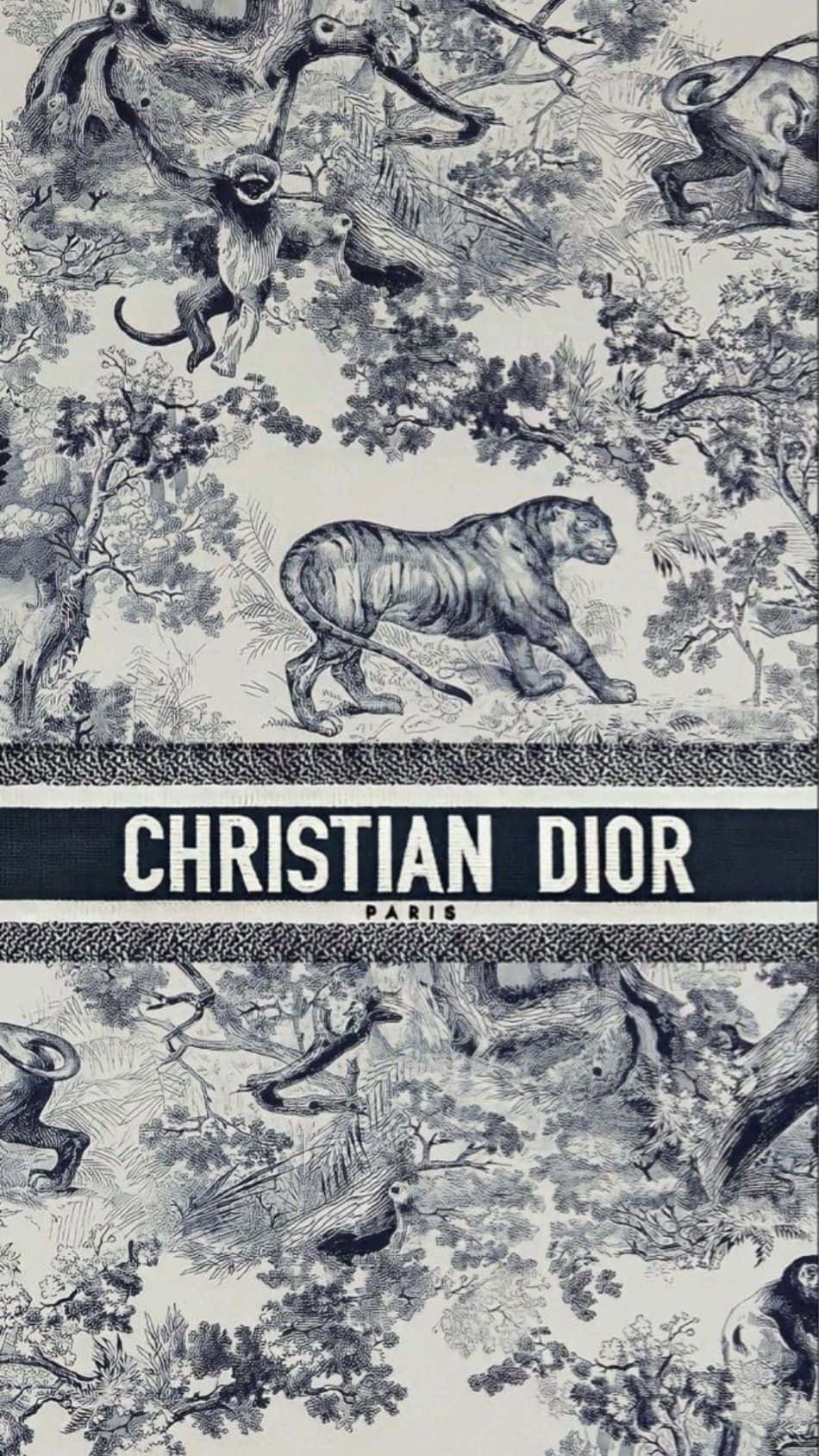 Christian Dior Logo Wildlife Pattern Wallpaper