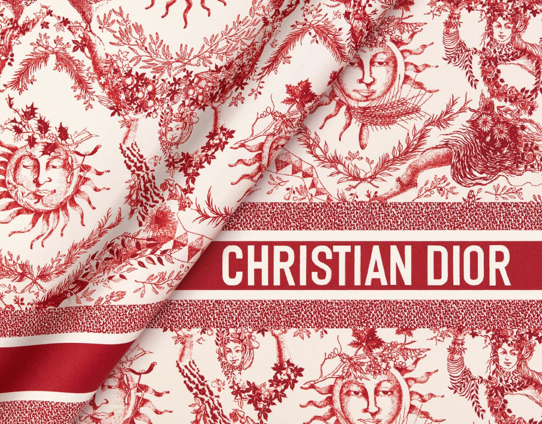 Christian Dior Red Mythical Print Wallpaper