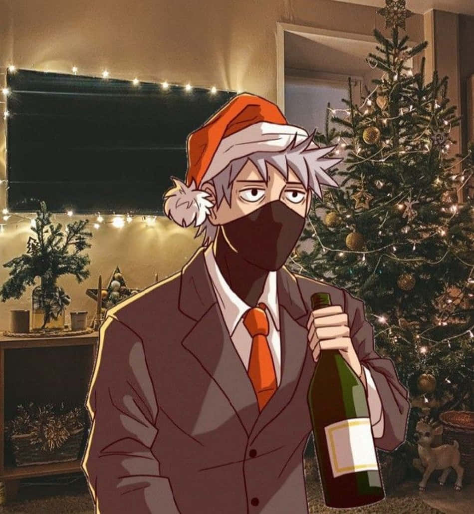 Christmas Anime Boys With Wine Wallpaper