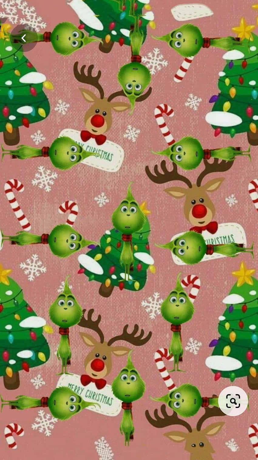 Christmas Cartoon Characters Pattern Wallpaper