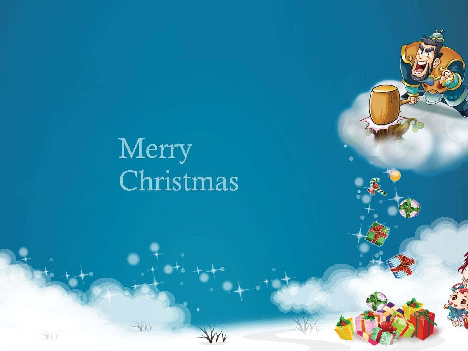 Christmas Cartoon Merry Christmas Greeting Wallpaper