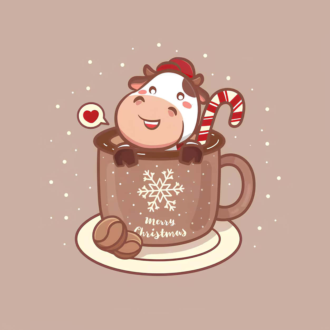 Christmas Cowin Mug Illustration Wallpaper