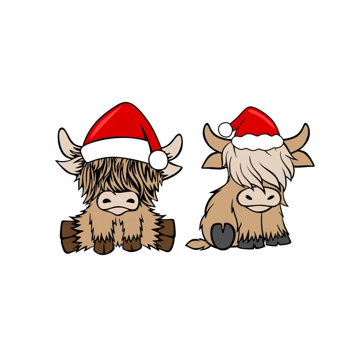 Christmas Cowsin Santa Hats Wallpaper