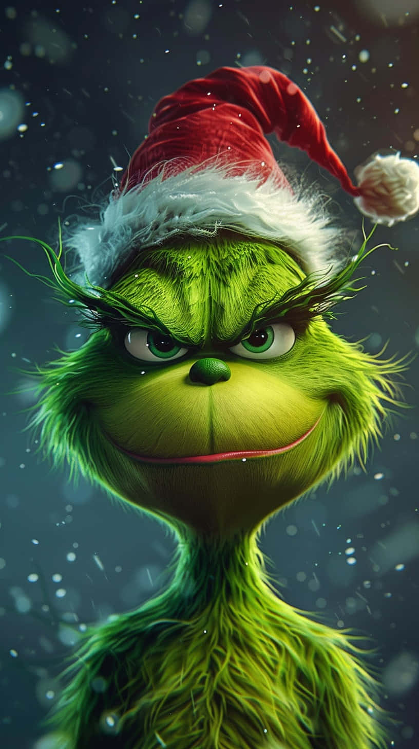 Christmas Grinch Santa Hat Wallpaper