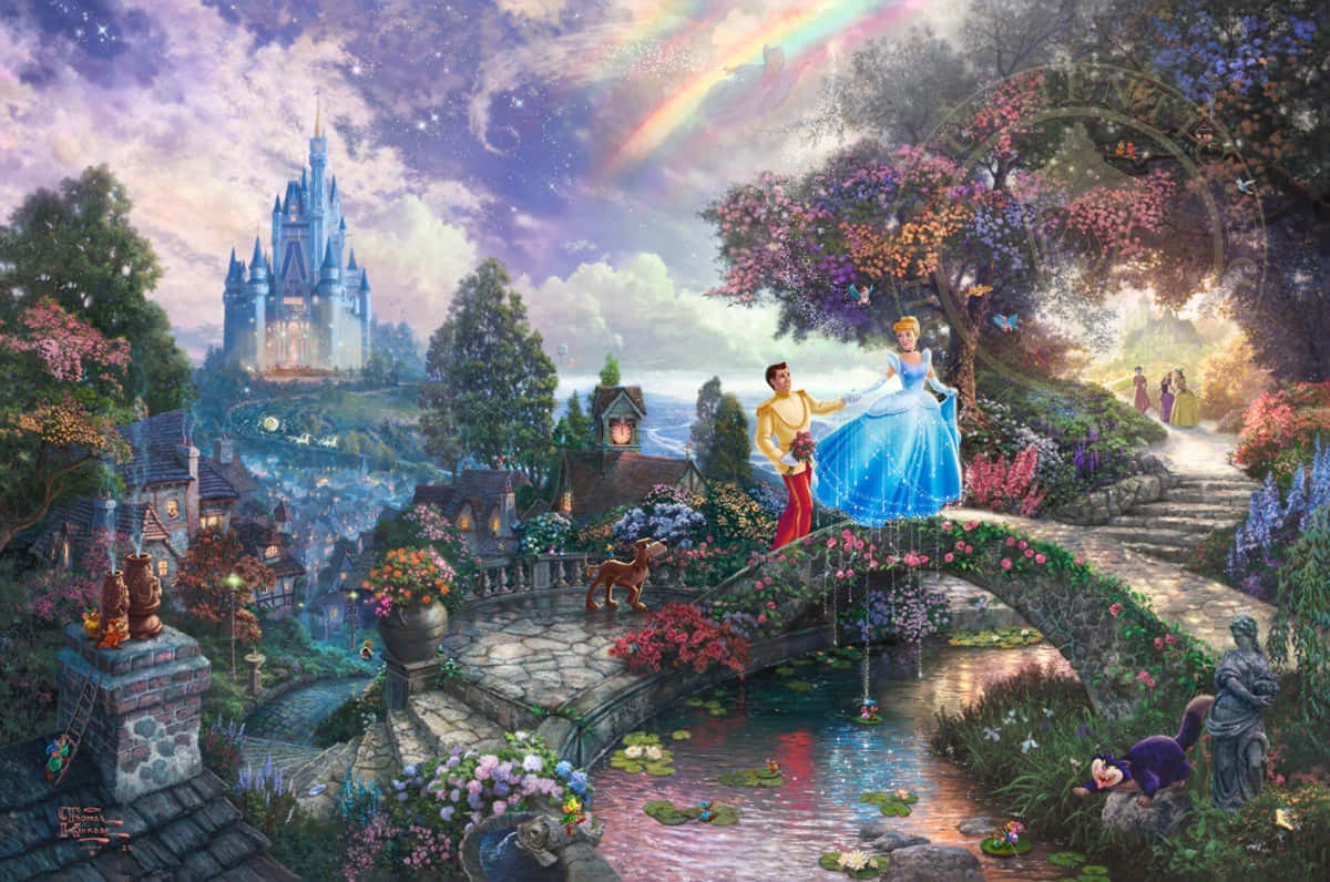 Cinderella And Prince Edward In The Castle Wallpaper