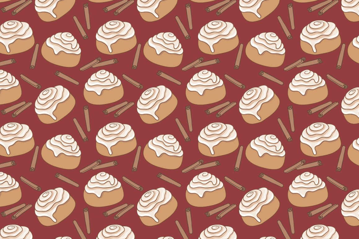 Cinnamon Roll Pattern Background Wallpaper