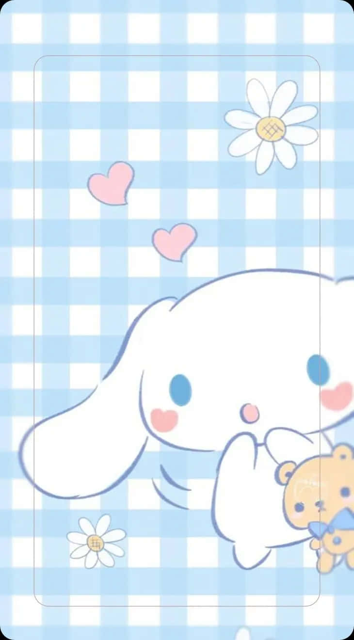 Cinnamoroll_ Blue_ Gingham_ Background Wallpaper