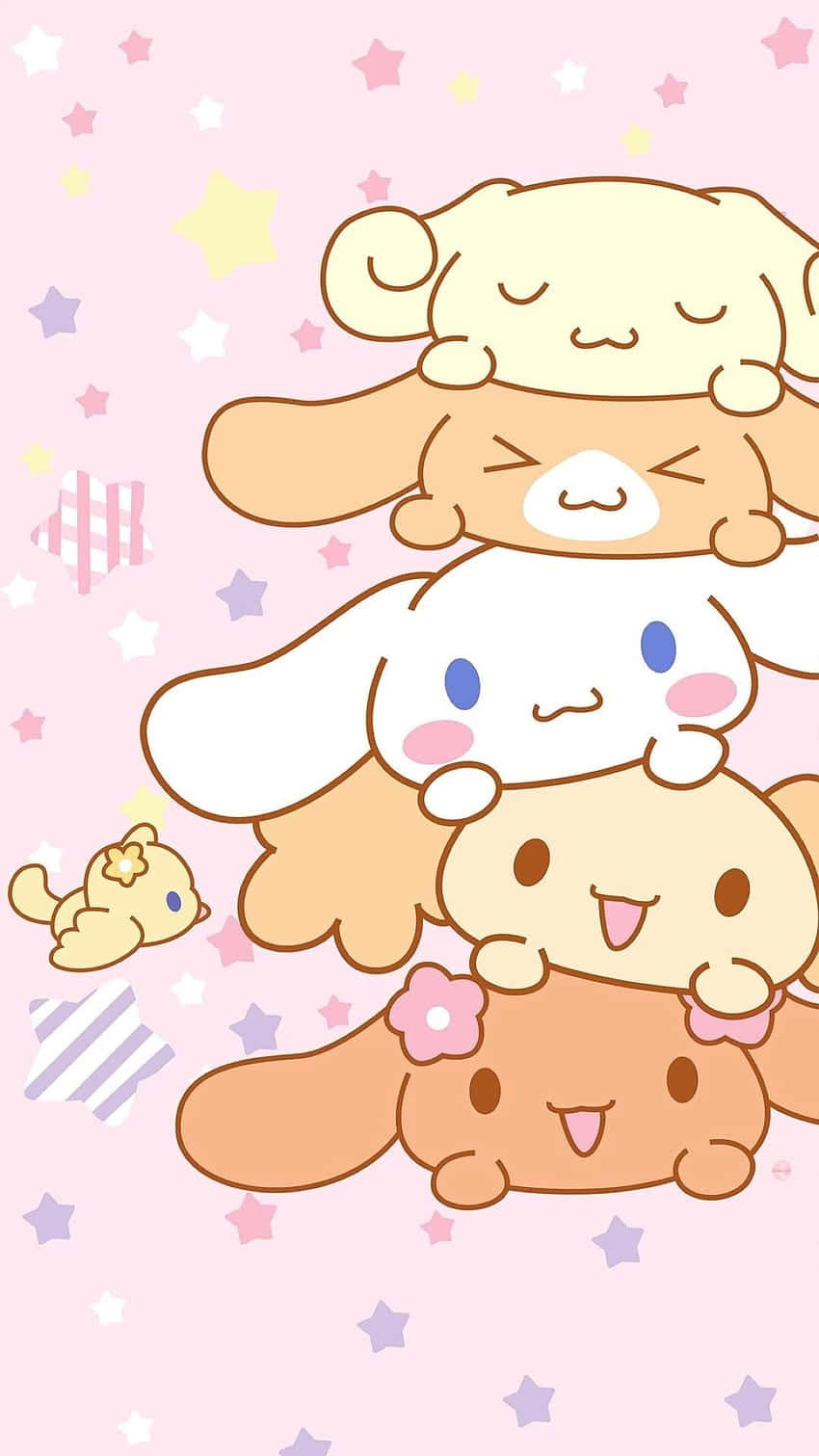 Cinnamoroll Friends Pink Stars Aesthetic Wallpaper