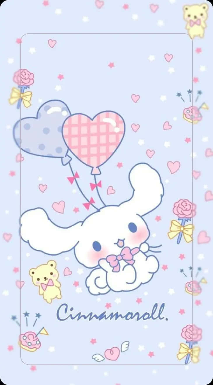 Cinnamoroll Heart Balloon Aesthetic Wallpaper