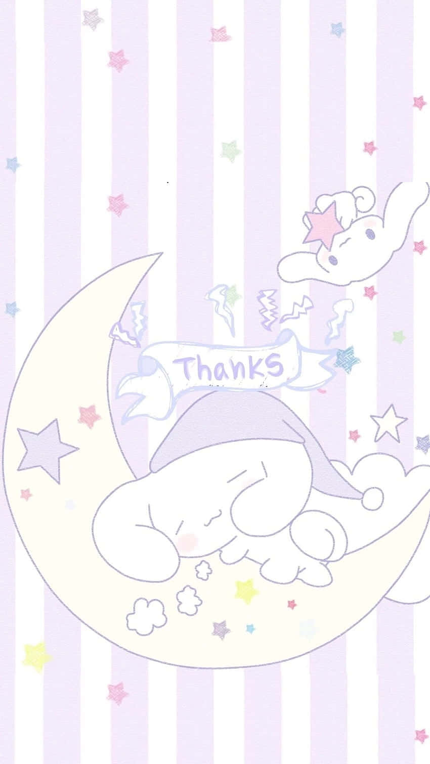 Cinnamoroll Sleepingon Moon Illustration Wallpaper