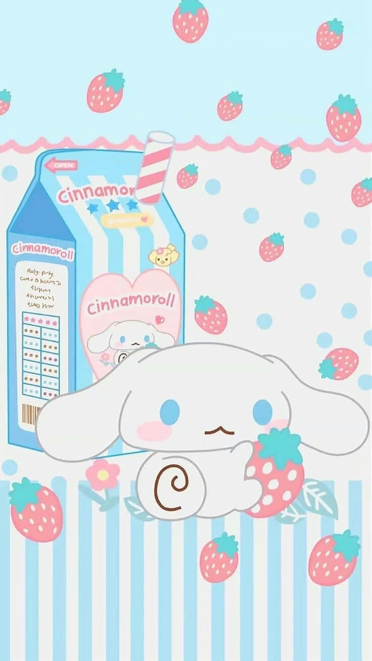 Cinnamoroll Strawberry Milk Aesthetic Wallpaper Wallpaper