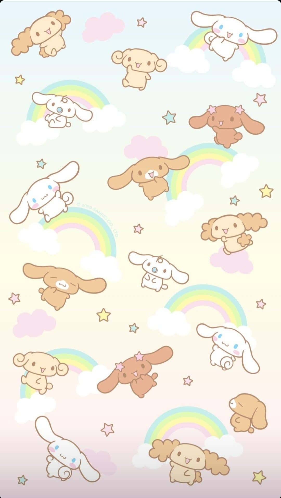 Cinnamorolland Friends Rainbow Pattern Wallpaper