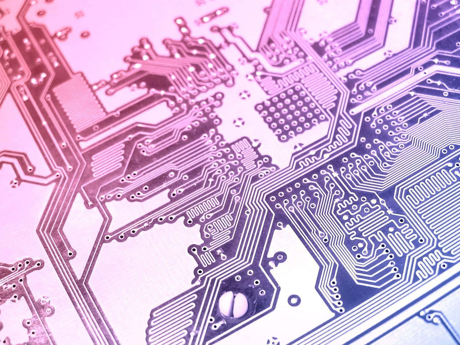 Circuit Board Closeup Purple Tint Wallpaper