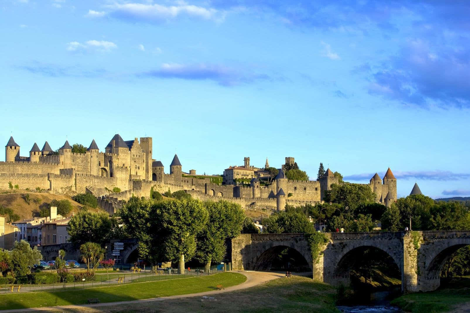 Cite De Carcassonne In France Wide Angle Shot Wallpaper