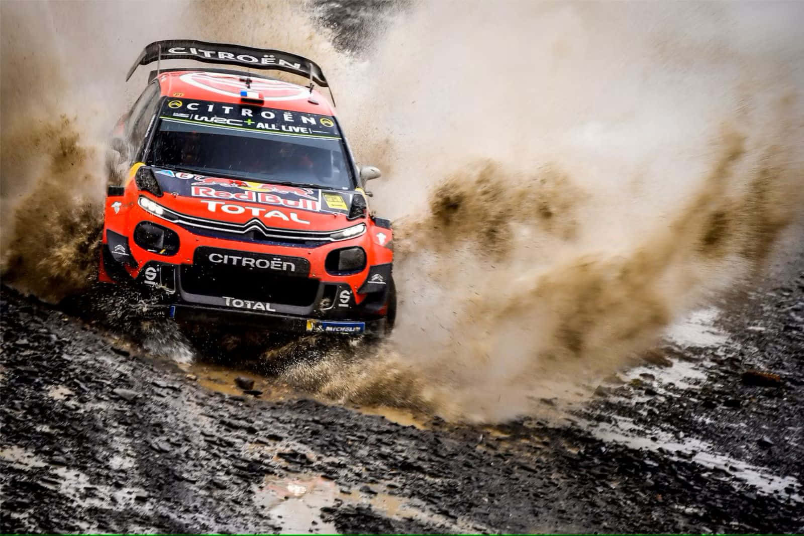 Citroen Rally Car Splashing Mud Wallpaper