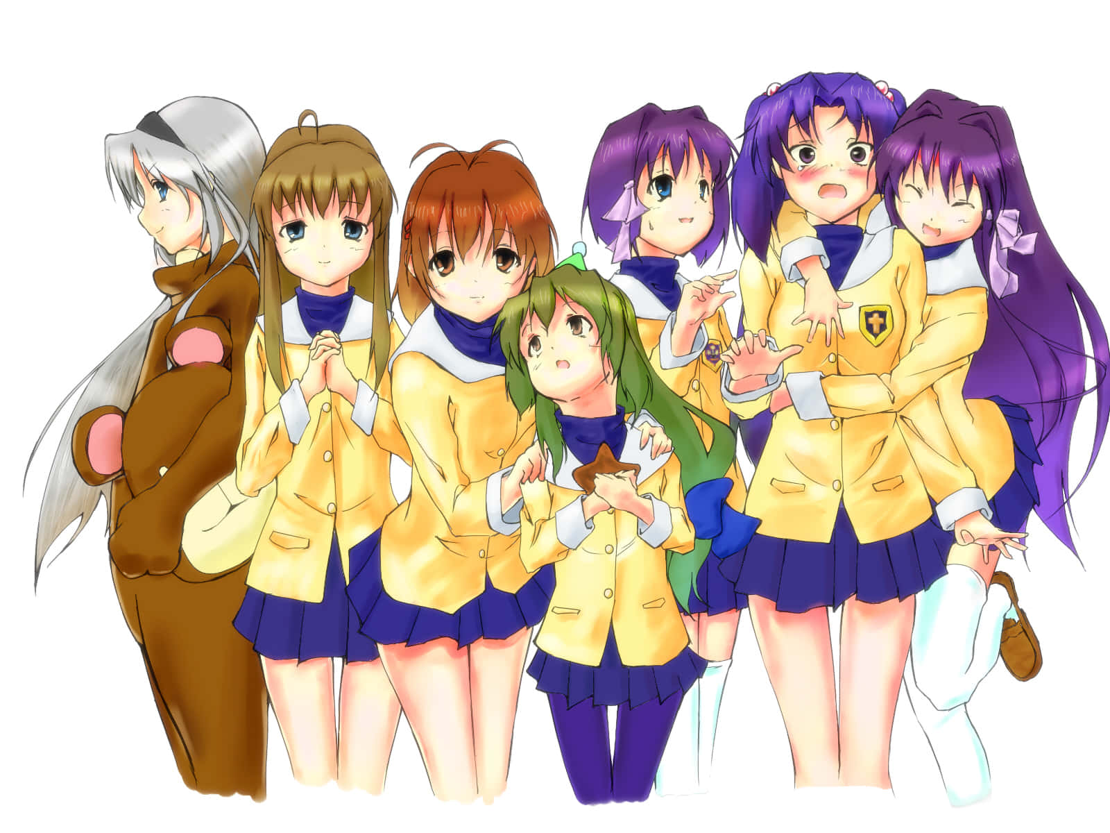 Clannad Charactersin Uniforms Wallpaper