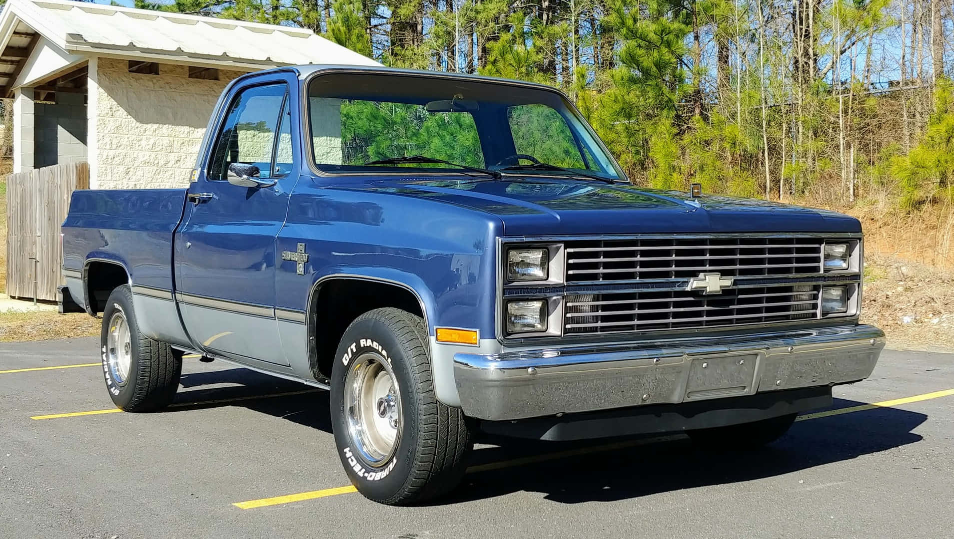 Classic Blue Chevrolet Square Body Truck Wallpaper