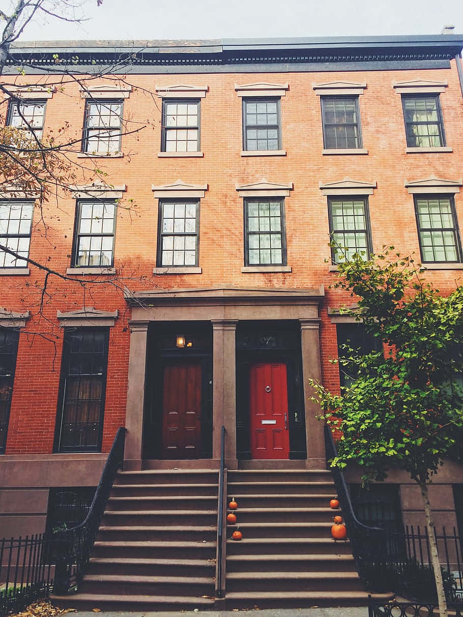 Classic Brownstone Townhouses Wallpaper