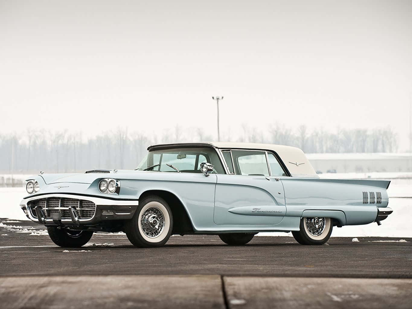 Classic Ford Thunderbird In Stunning Blue Wallpaper