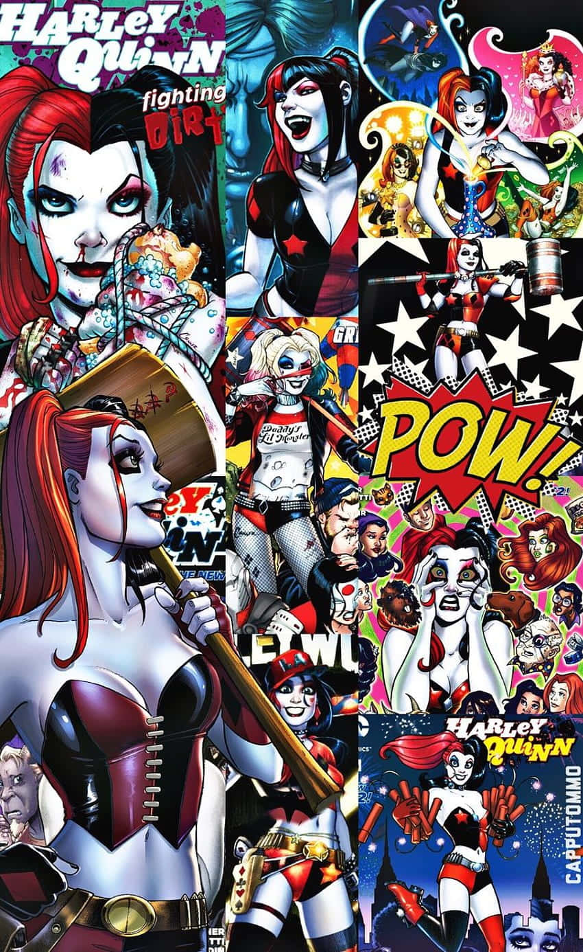 Classic Harley Quinn Collage Art Wallpaper