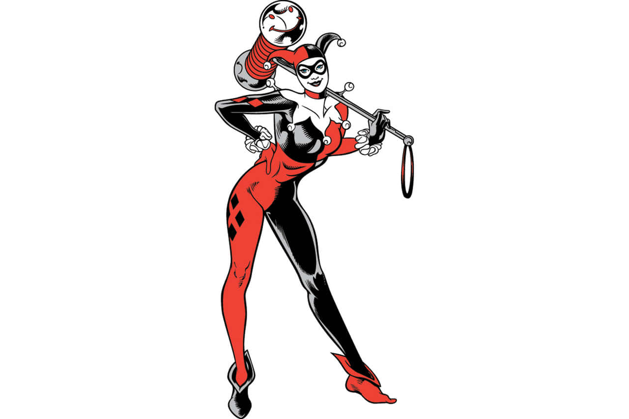 Classic Harley Quinn Striking A Playful Pose Wallpaper