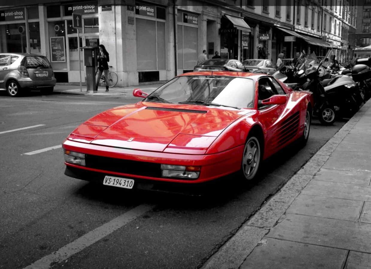 Classic Red Ferrari Testarossa In All Its Splendor Wallpaper