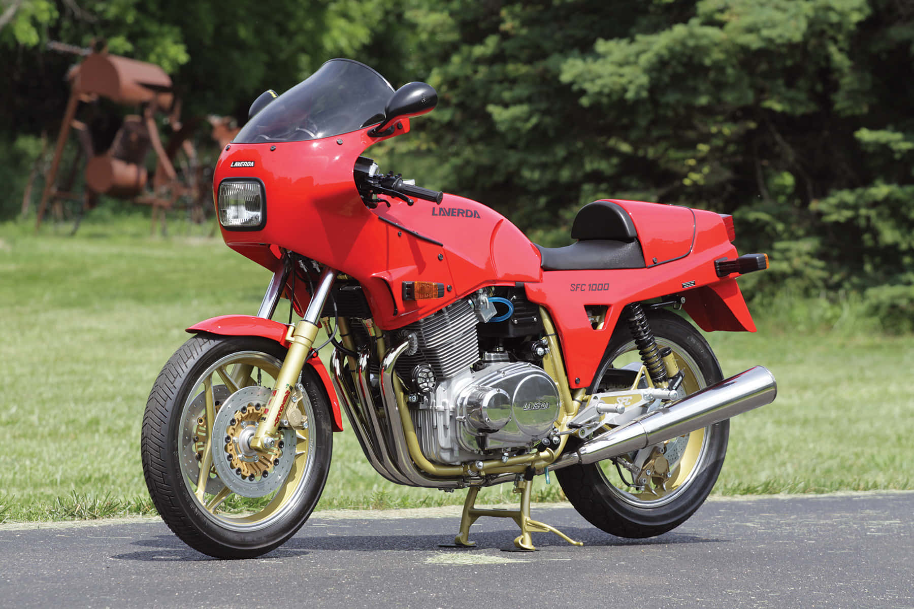 Classic Red Laverda Motorcycle Wallpaper