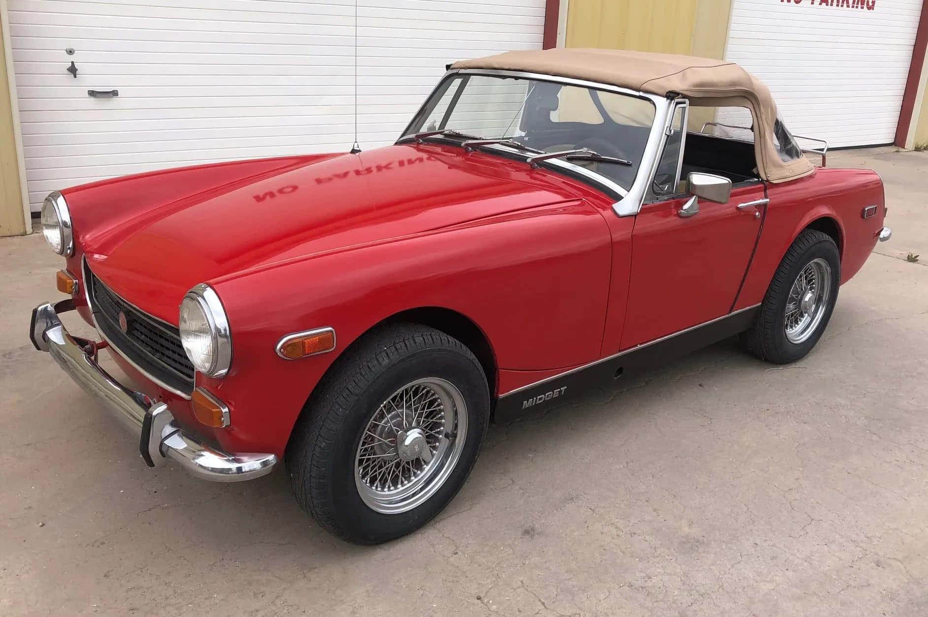 Classic Red Mg Midget On Road Wallpaper