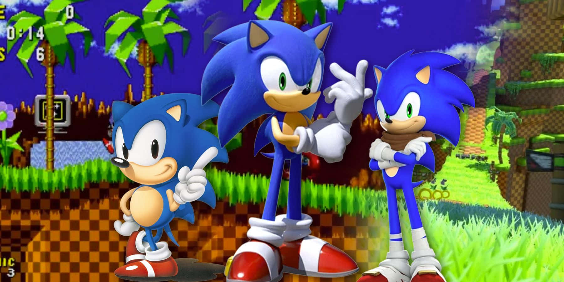 Classic Sonic Running Through Green Hill Zone Wallpaper