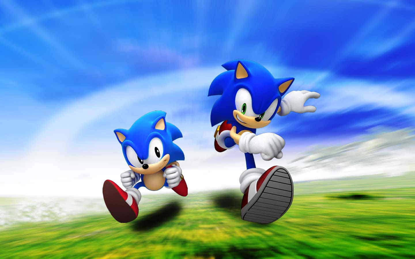 Classic Sonic Speeding Through A Colorful World Wallpaper