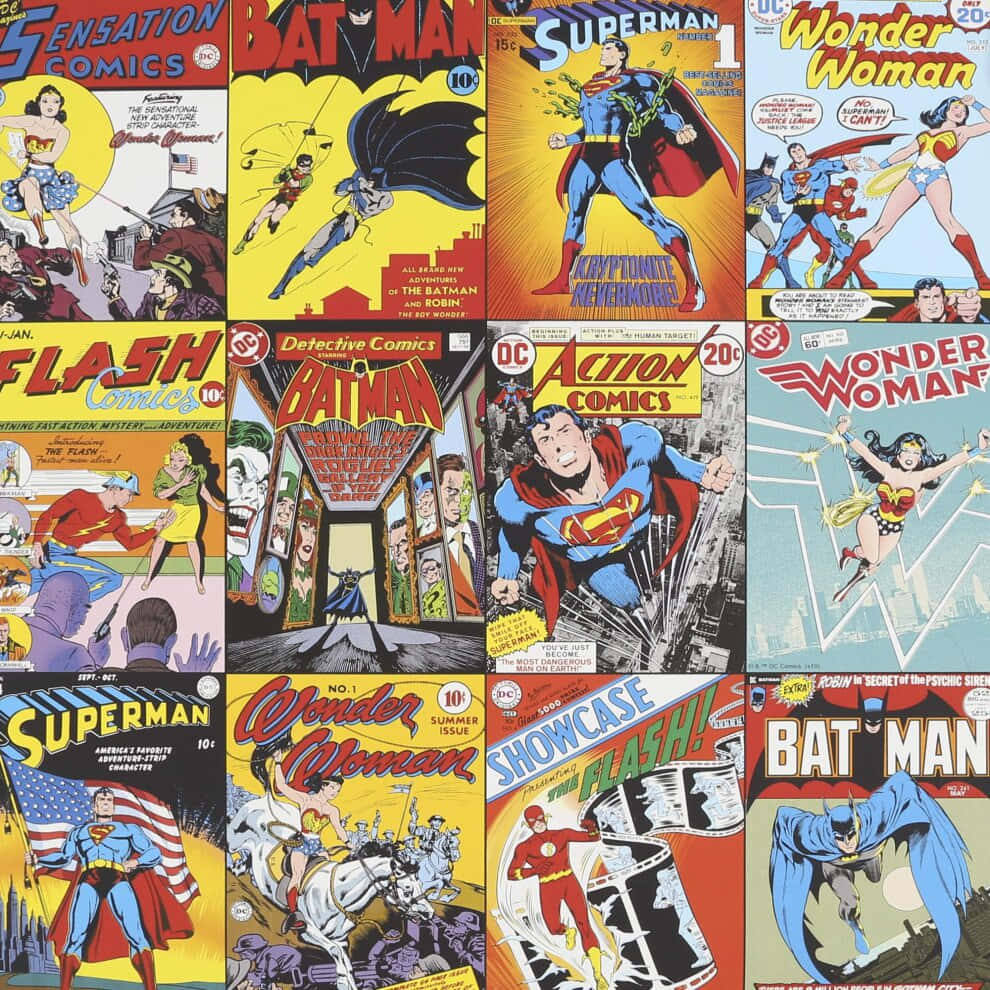 Classic Superhero Comic Covers Collage Wallpaper