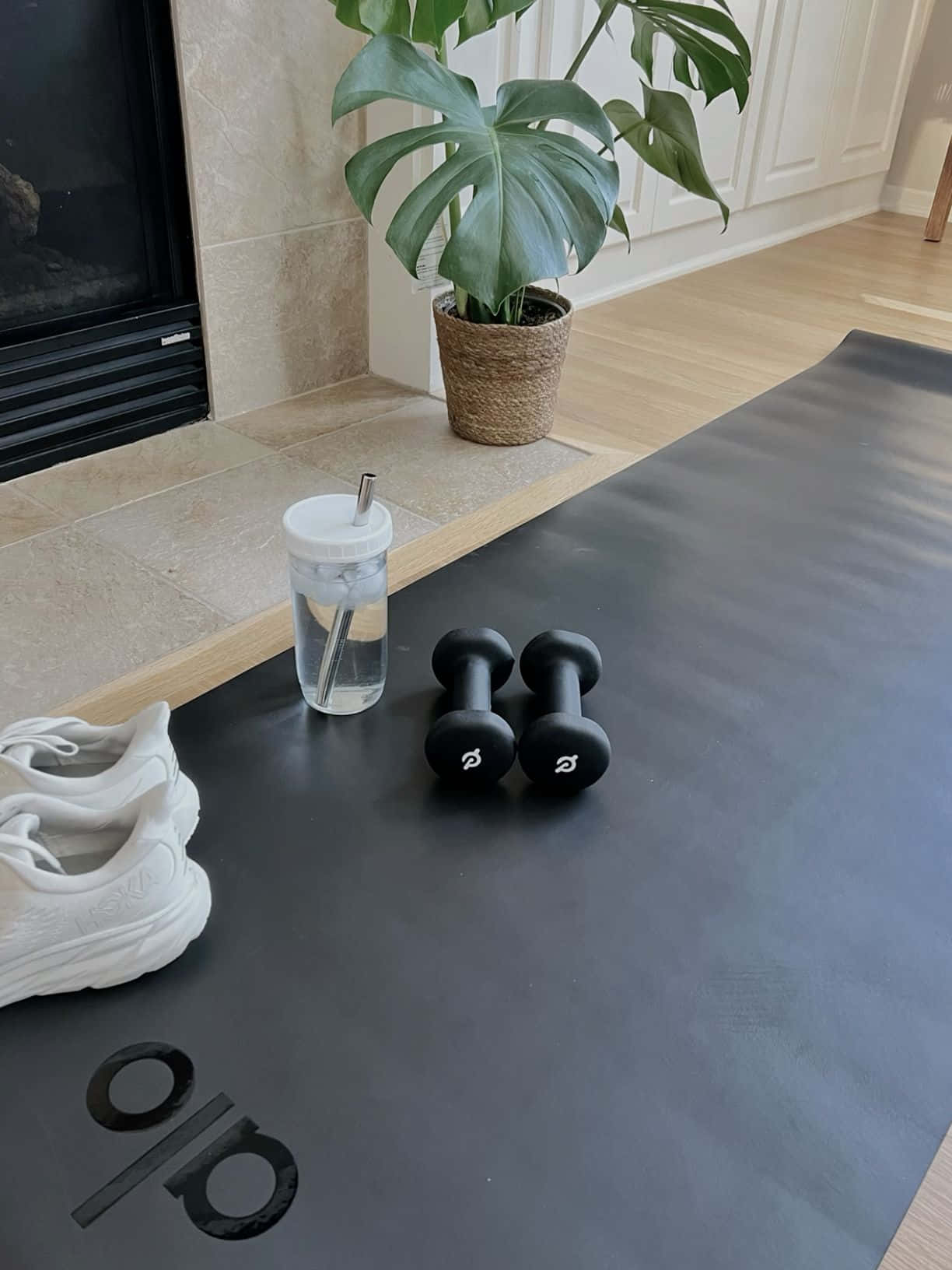 Clean Girl Aesthetic Home Workout Setup Wallpaper