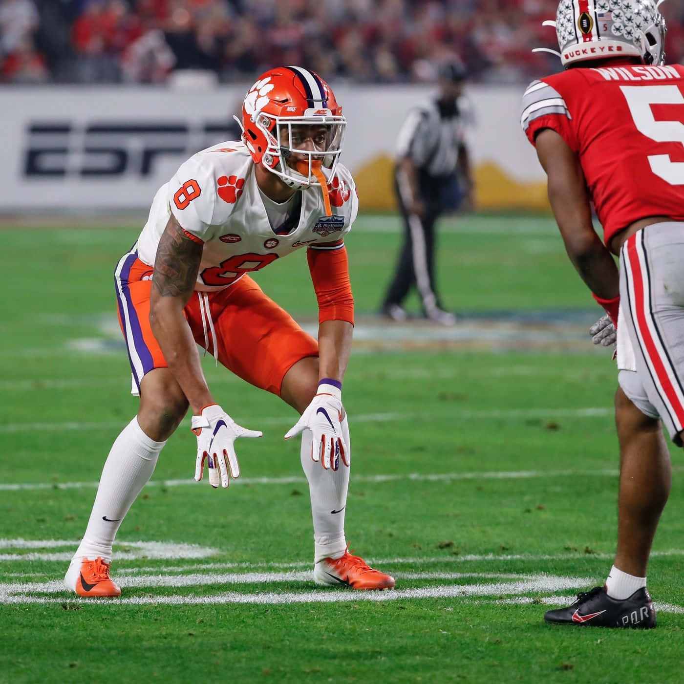 Clemson Player Defensive Stance Wallpaper