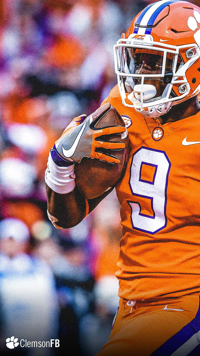 Clemson Tigers Football Player Running With A Ball Wallpaper