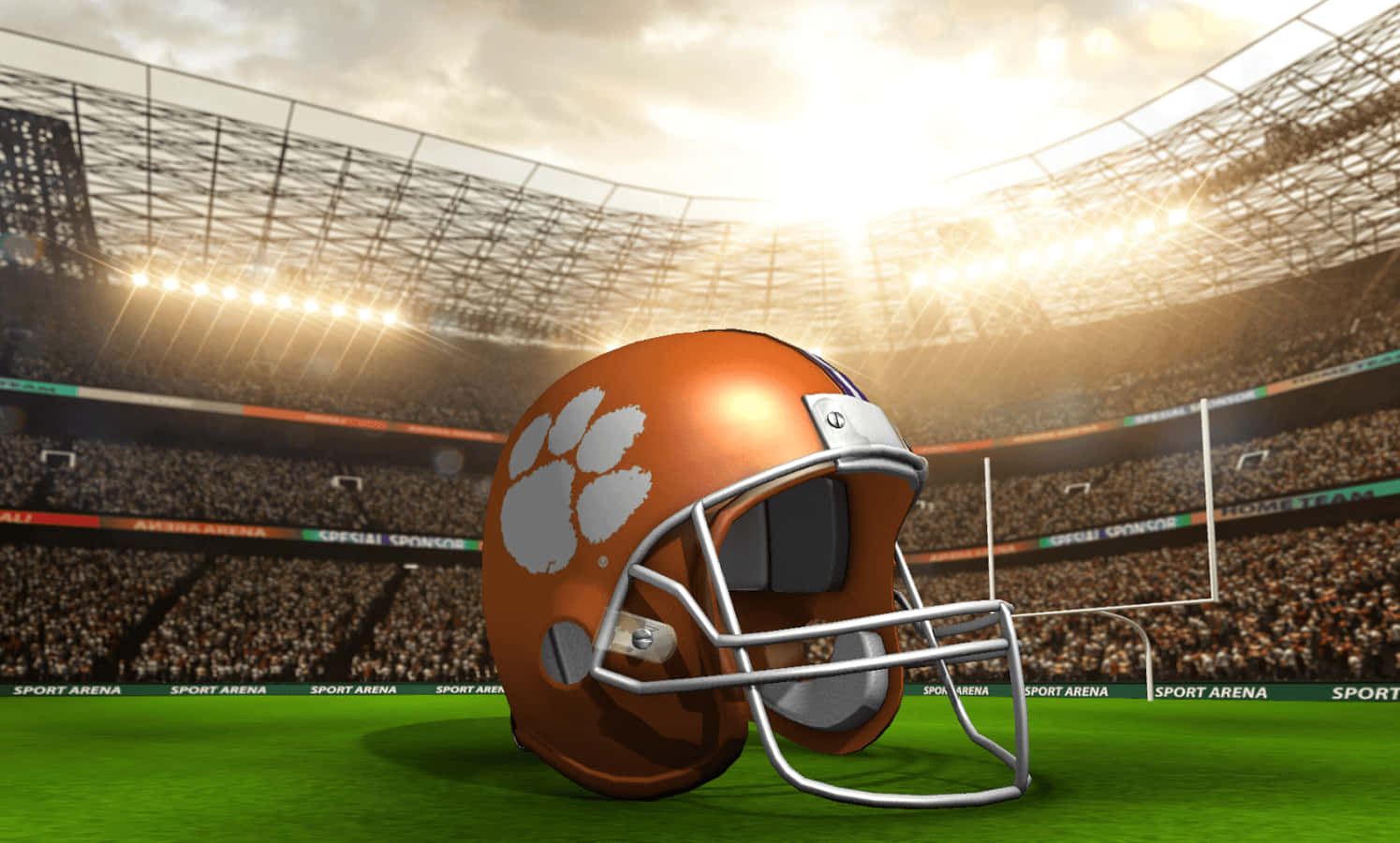 Clemson Tigers Football Team Helmet With Logo Wallpaper