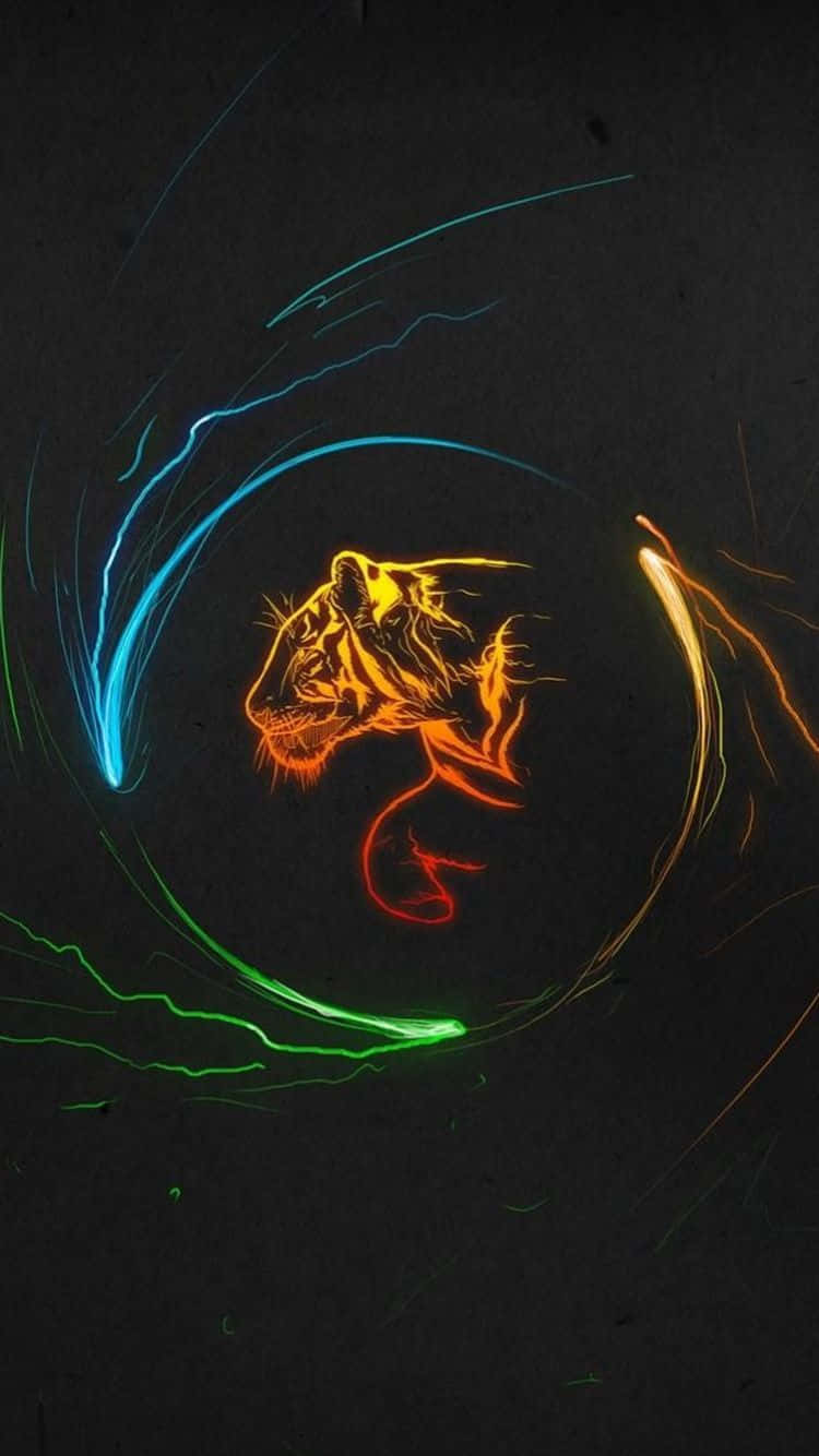 Clever Iphone With A Glowing Tiger Wallpaper