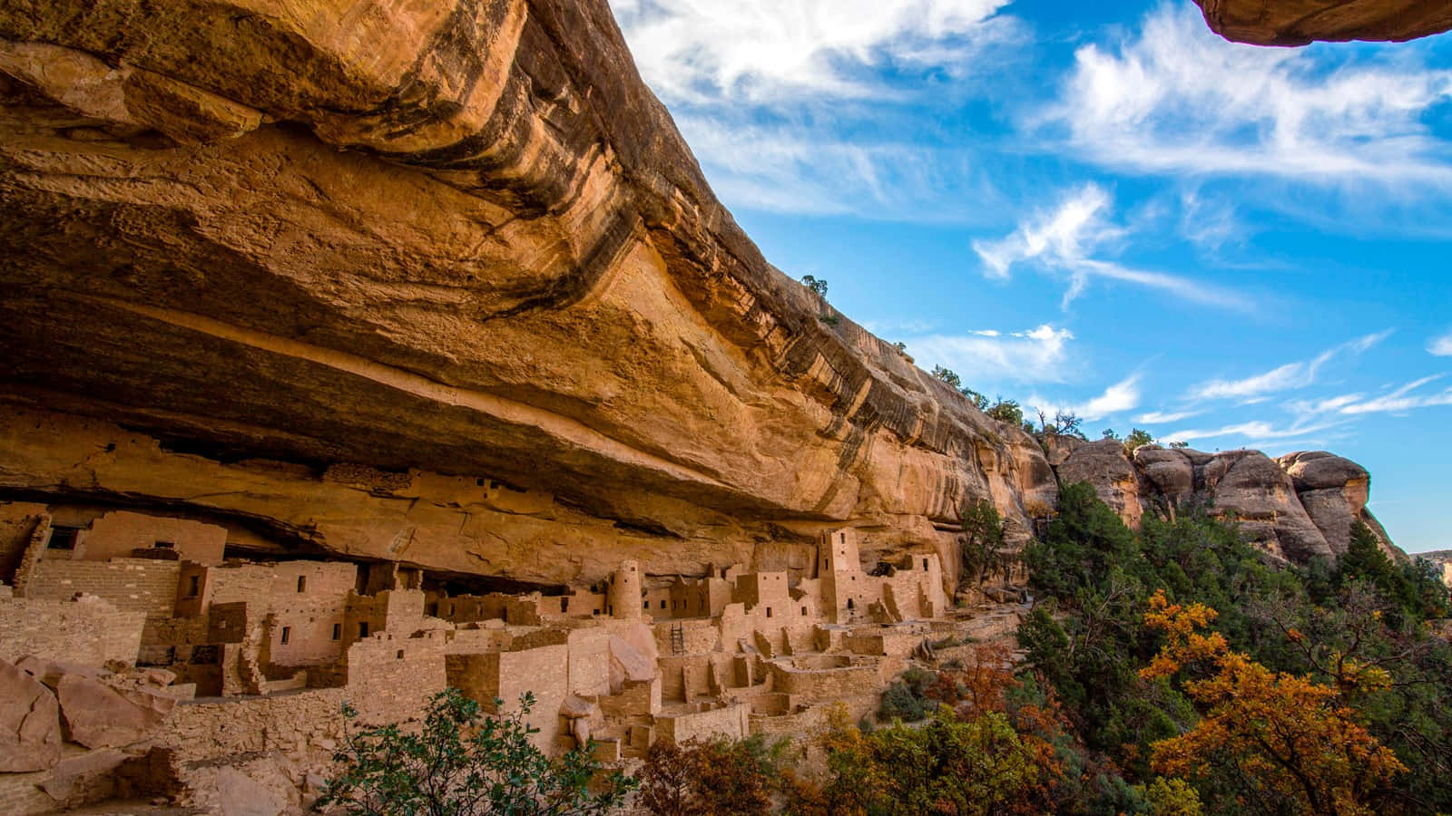 Cliff Palace Mesa Verde National Park Blue Sky Wallpaper