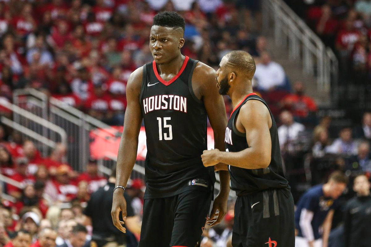 Clint Capela Talks With Chris Paul Wallpaper