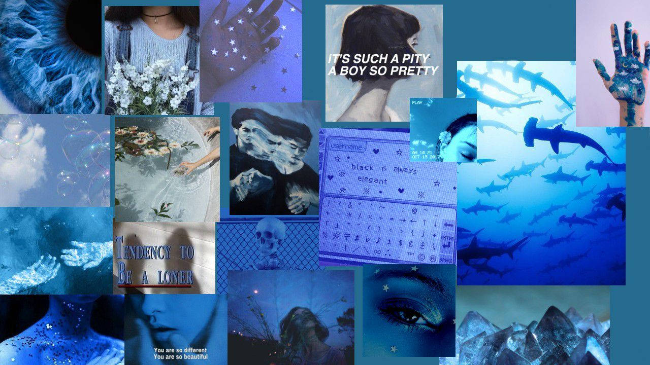 Clocking In With A Stylish Blue Aesthetic Tumblr Laptop Wallpaper